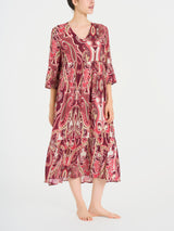 Abito lungo con manica 3/4 in Ecoseta Rossi Donna - Ragno