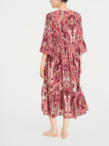 Abito lungo con manica 3/4 in Ecoseta Rossi Donna - Ragno