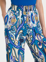Pantalone ampio con arricciatura in fantasia in Ecoseta Blu Donna - Ragno