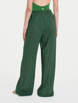 Pantalone ampio con arricciatura in fantasia in Ecoseta Verdi Donna - Ragno