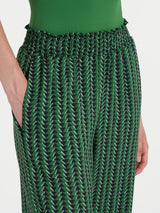 Pantalone ampio con arricciatura in fantasia in Ecoseta Verdi Donna - Ragno