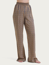 Pantalone ampio con arricciatura in fantasia in Ecoseta Marroni Donna - Ragno