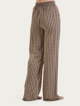 Pantalone ampio con arricciatura in fantasia in Ecoseta Marroni Donna - Ragno