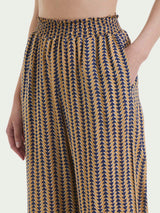 Pantalone ampio con arricciatura in fantasia in Ecoseta Marroni Donna - Ragno