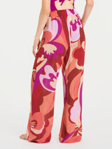 Pantalone ampio con arricciatura in fantasia in Ecoseta Rossi Donna - Ragno