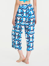 Pantalone ampio pinocchietto in fantasia in Ecoseta Bianchi Donna - Ragno