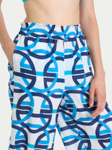 Pantalone ampio pinocchietto in fantasia in Ecoseta Bianchi Donna - Ragno