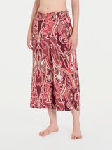 Pantalone ampio pinocchietto in fantasia in Ecoseta Rossi Donna - Ragno