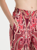 Pantalone ampio pinocchietto in fantasia in Ecoseta Rossi Donna - Ragno