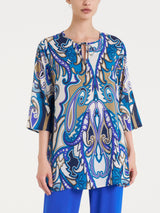 Blusa lunga con manica 3/4 in Ecoseta Blu Donna - Ragno