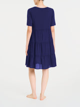 Vestito svasato a balze in misto viscosa Blu Donna - Ragno