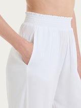 Pantalone ampio con arricciatura in Ecoseta Bianchi Donna - Ragno