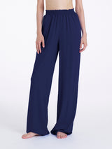 Pantalone ampio con arricciatura in Ecoseta Blu Donna - Ragno