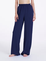 Pantalone ampio con arricciatura in Ecoseta Blu Donna - Ragno