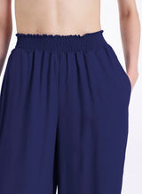 Pantalone ampio con arricciatura in Ecoseta Blu Donna - Ragno