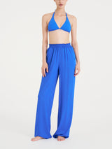 Pantalone ampio con arricciatura in Ecoseta Blu Donna - Ragno