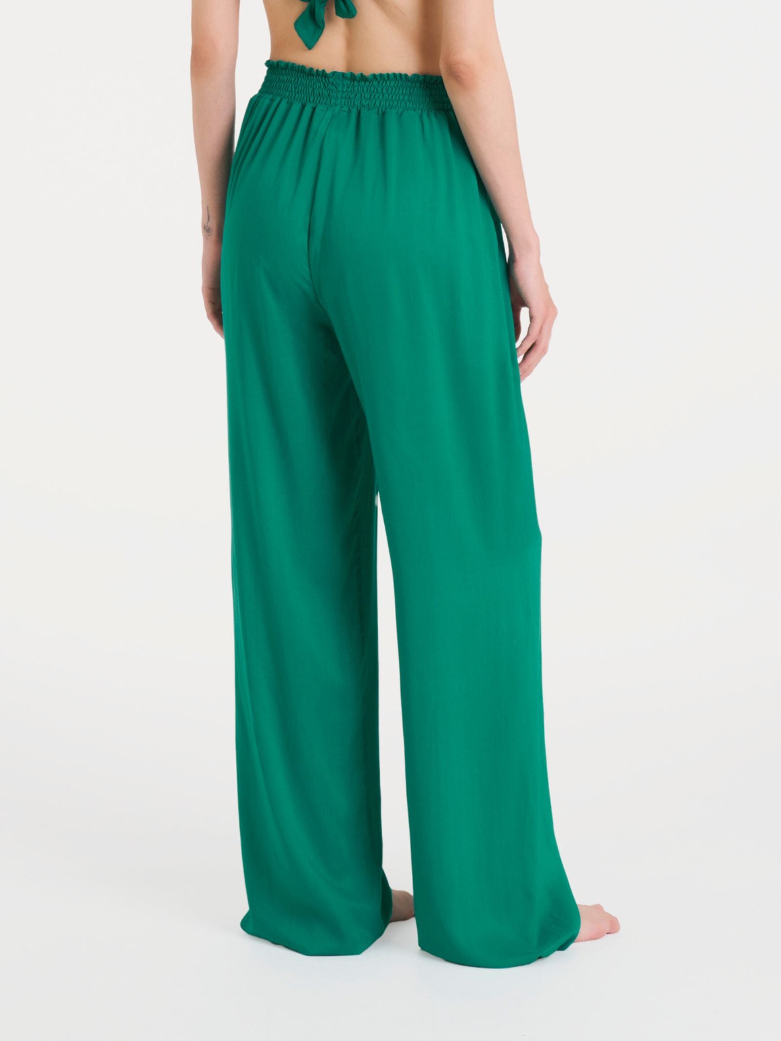 Pantalone ampio con arricciatura in Ecoseta Blu Donna - Ragno
