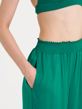 Pantalone ampio con arricciatura in Ecoseta Blu Donna - Ragno