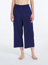 Pantalone ampio pinocchietto in Ecoseta Blu Donna - Ragno