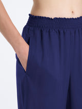 Pantalone ampio pinocchietto in Ecoseta Blu Donna - Ragno
