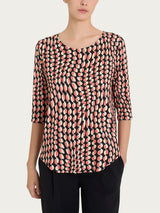 Maglietta girocollo con waves pattern in Crêpe Neri Donna - Ragno