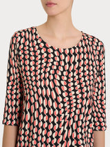 Maglietta girocollo con waves pattern in Crêpe Neri Donna - Ragno