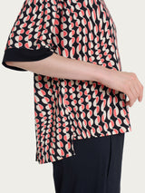 Maglietta girocollo con bordatura e waves pattern in Crêpe Neri Donna - Ragno