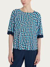 Maglietta girocollo con bordatura e waves pattern in Crêpe Donna - Ragno