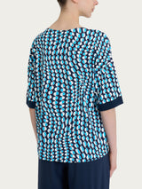 Maglietta girocollo con bordatura e waves pattern in Crêpe Donna - Ragno