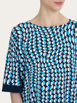 Maglietta girocollo con bordatura e waves pattern in Crêpe Donna - Ragno