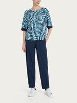 Maglietta girocollo con bordatura e waves pattern in Crêpe Donna - Ragno