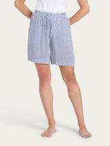 Pantaloncino boyfriend a righe in Ecoseta Blu Donna - Ragno