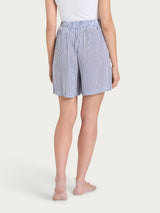 Pantaloncino boyfriend a righe in Ecoseta Blu Donna - Ragno