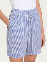 Pantaloncino boyfriend a righe in Ecoseta Blu Donna - Ragno
