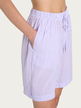 Pantaloncino boyfriend a righe in Ecoseta Viola Donna - Ragno