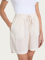 Pantaloncino boyfriend a righe in Ecoseta Marroni Donna - Ragno