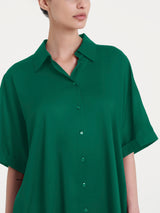 Chemisier lungo in Ecoseta Blu Donna - Ragno