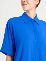 Caftano aperto con manica kimono in EcoSeta Blu Donna - Ragno