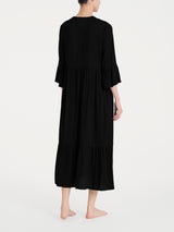 Abito lungo con balze in Ecoseta Neri Donna - Ragno