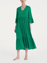 Abito lungo con balze in Ecoseta Blu Donna - Ragno