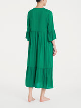 Abito lungo con balze in Ecoseta Blu Donna - Ragno