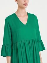 Abito lungo con balze in Ecoseta Blu Donna - Ragno