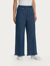 Jeans sfrangiato ampio alla caviglia in Light denim  Blu Donna - Ragno