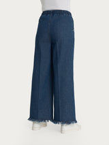Jeans sfrangiato ampio alla caviglia in Light denim Blu Donna - Ragno