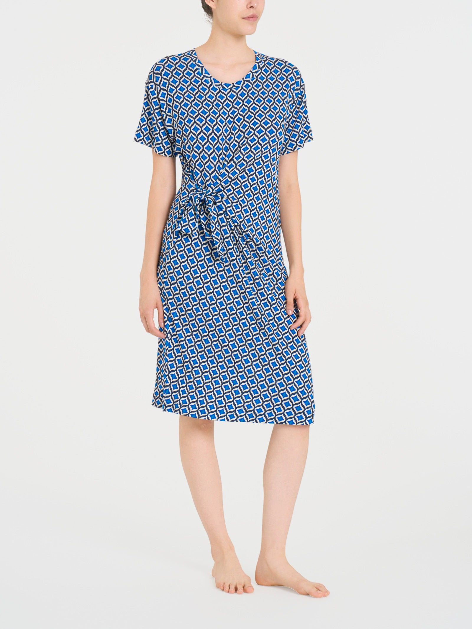 Abito in fantasia con nodo in Viscosa Summer  Blu Donna - Ragno