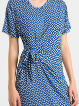 Abito in fantasia con nodo in Viscosa Summer  Blu Donna - Ragno
