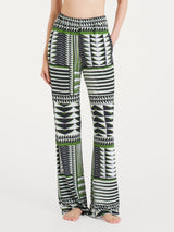 Pantalone ampio con geometric pattern in Ecoseta Verdi Donna - Ragno