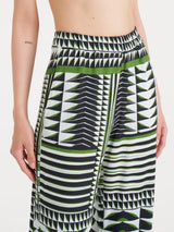 Pantalone ampio con geometric pattern in Ecoseta Verdi Donna - Ragno