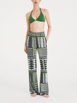 Pantalone ampio con geometric pattern in Ecoseta Verdi Donna - Ragno