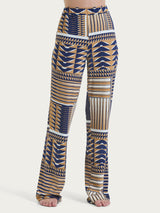 Pantalone ampio con geometric pattern in Ecoseta Marroni Donna - Ragno
